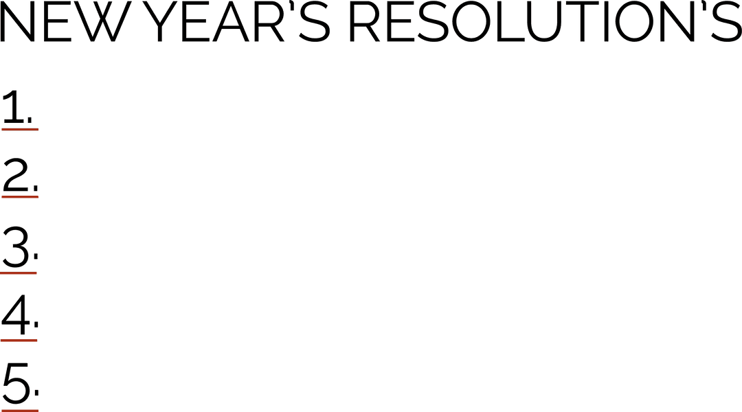 New Year's Resolutions Template with Transparent Background