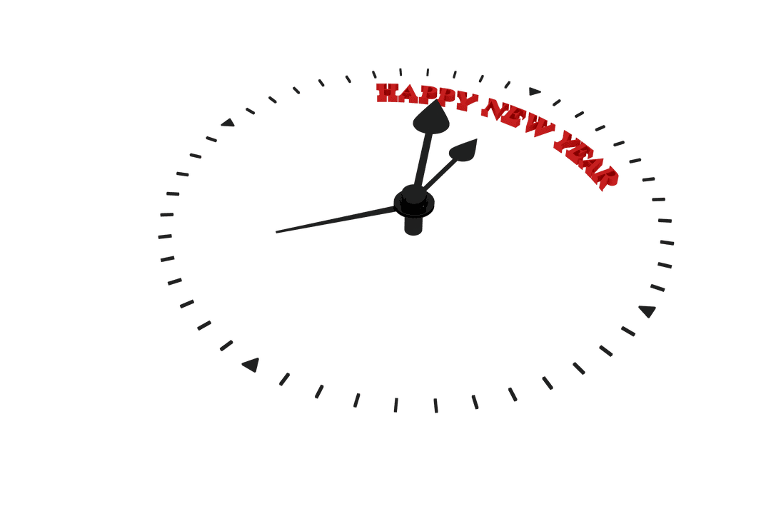 Transparent Clock with Happy New Year Text Illustration