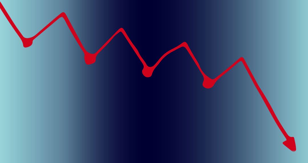 Downward Red Arrow on Gradient Background Representing Economic Decline