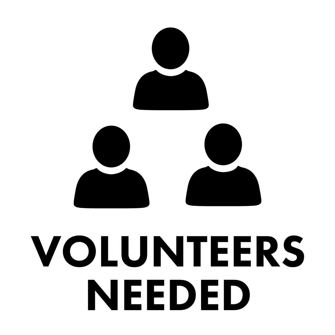 Volunteers Needed Text on Transparent Background