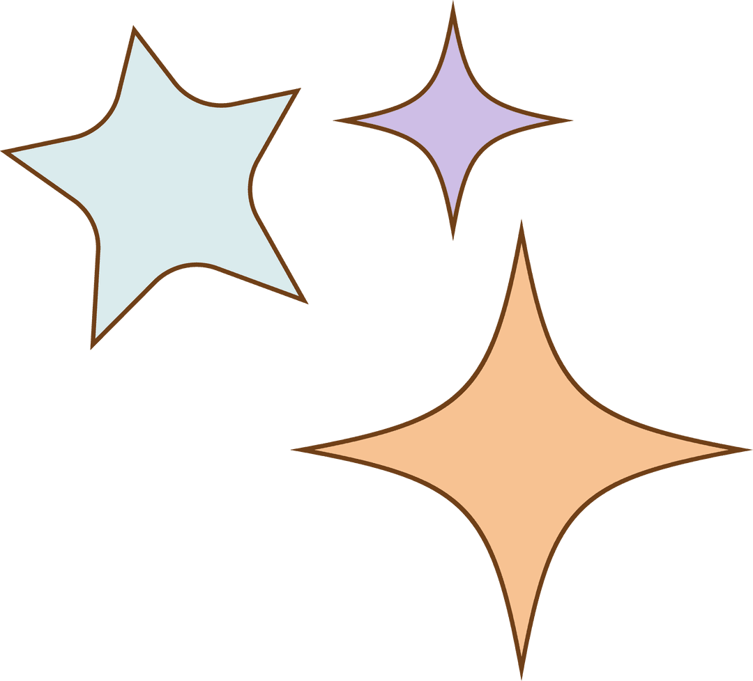 Flat Colorful Stars on Transparent Background for Design Projects