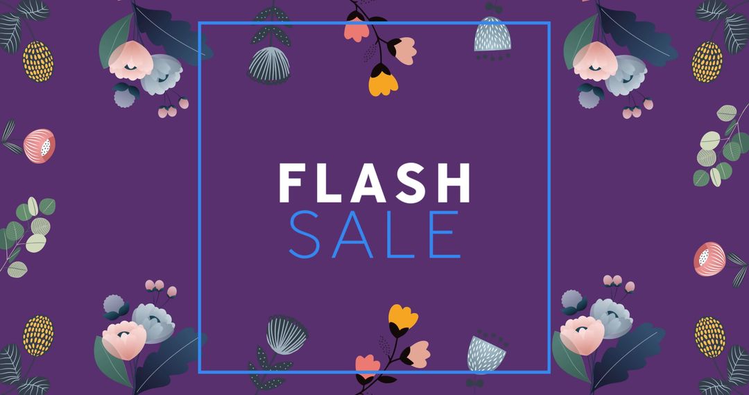 Flash Sale Announcement on Vibrant Floral Design Purple Background - Free Images, Stock Photos and Pictures on Pikwizard.com