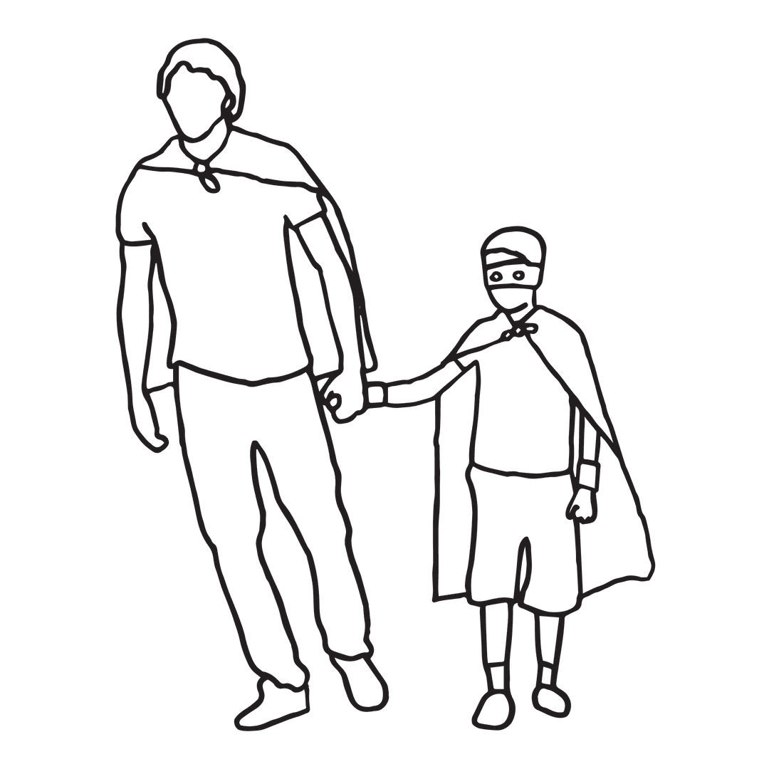 Father and Son Outline on Transparent Background