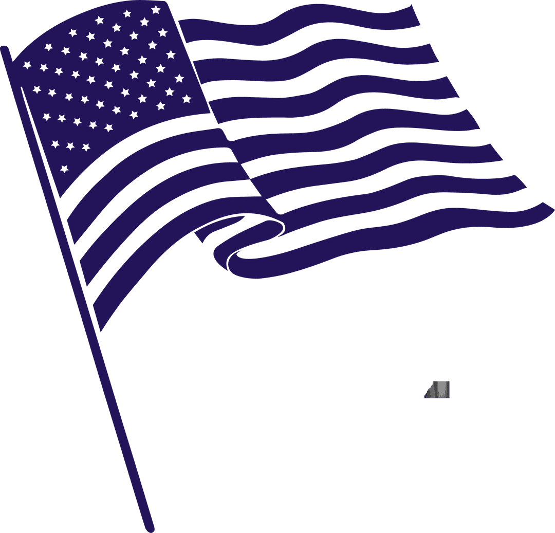 Stylized US National Banner on Transparent Background