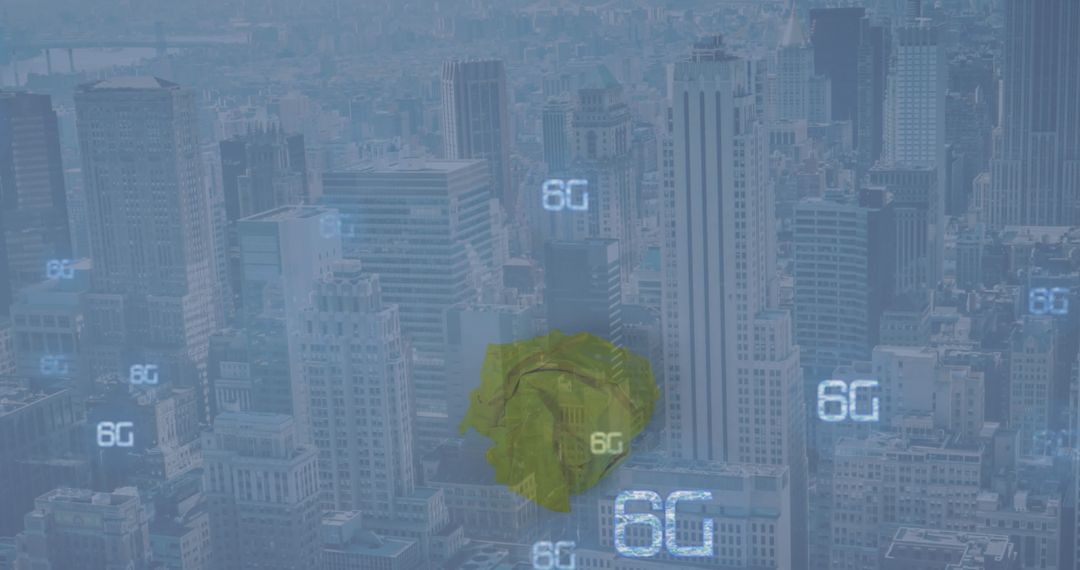 Futuristic Cityscape with 6G Connectivity Featuring Abstract Elements