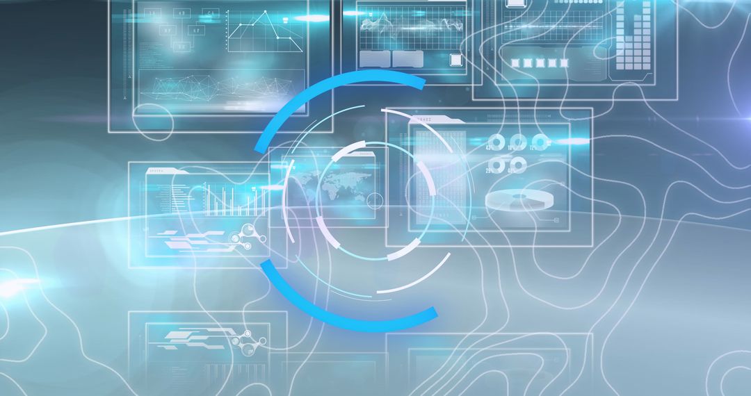 Futuristic Digital Interface with Scientific Data Graphics