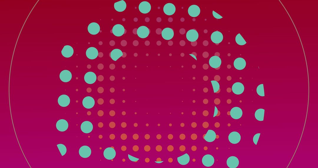 Abstract Geometric Design with Green Dots on Red Background