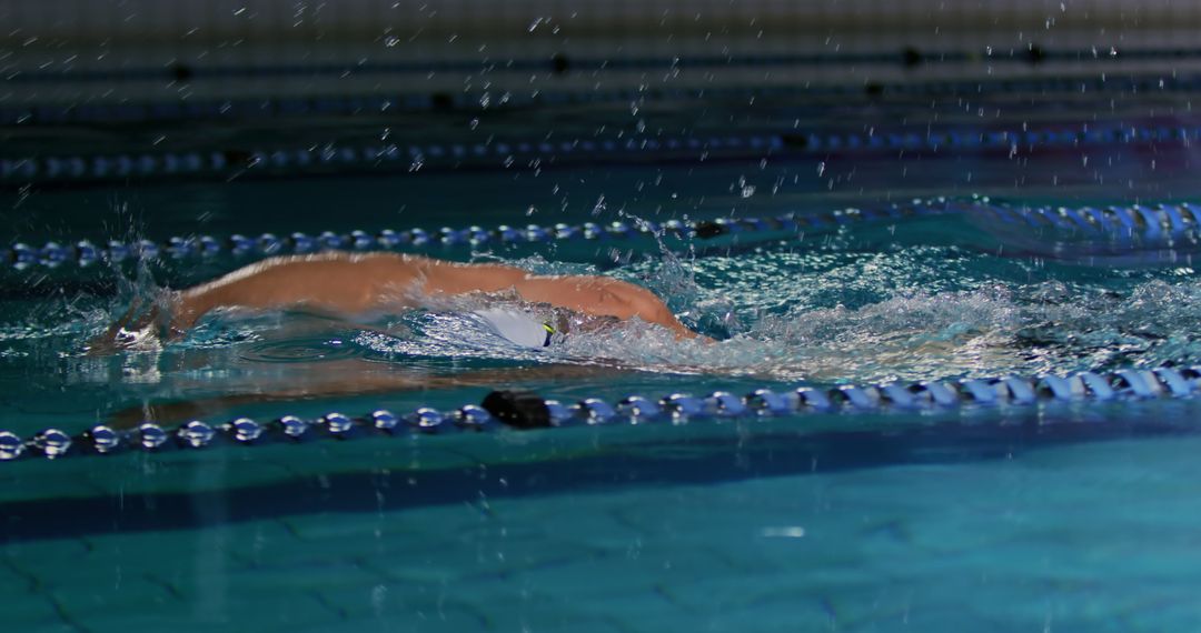 Swimmer Practicing Freestyle Stroke in Indoor Pool - Free Images, Stock Photos and Pictures on Pikwizard.com