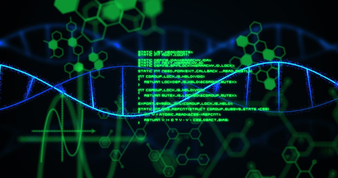 Abstract Digital DNA Strand with Futuristic Data Codes