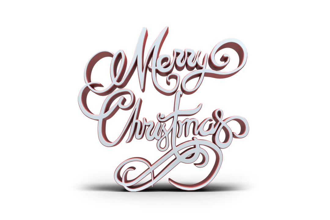 Transparent Elegant Three Dimensional Merry Christmas Text Art
