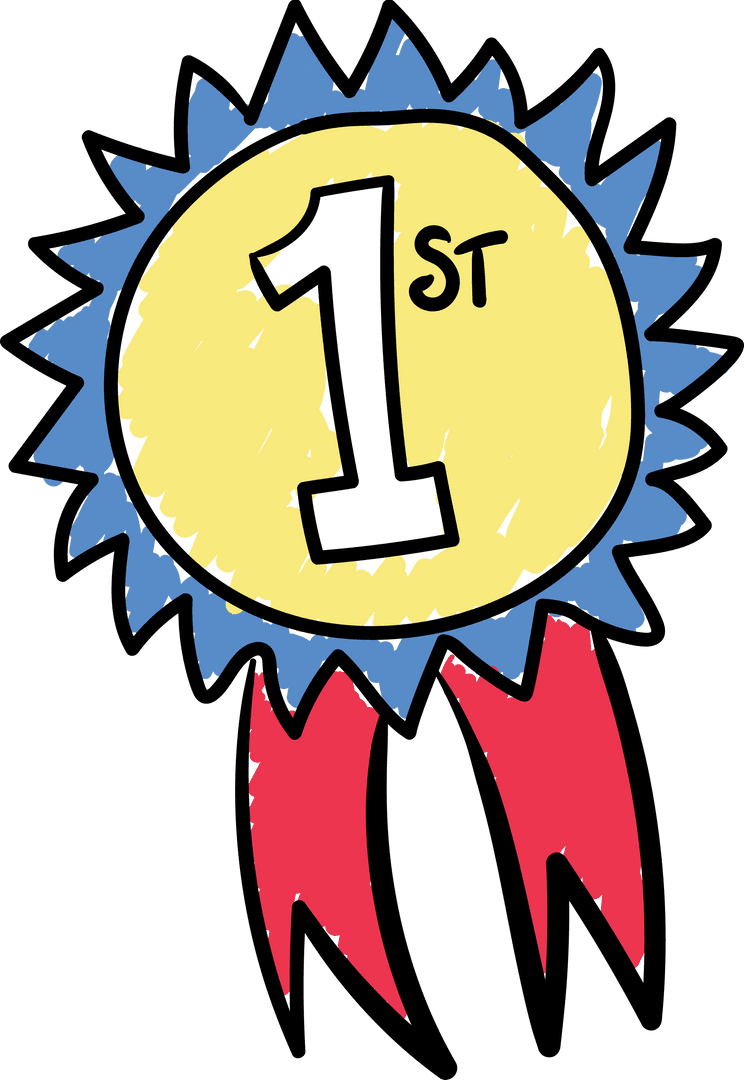 Hand Drawn First Place Medal Transparent Background Cartoon Ribbon
