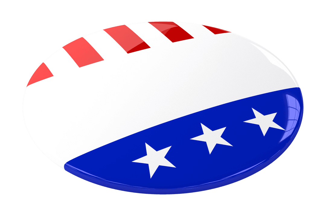 Transparent Political Badge with United States Flag Design