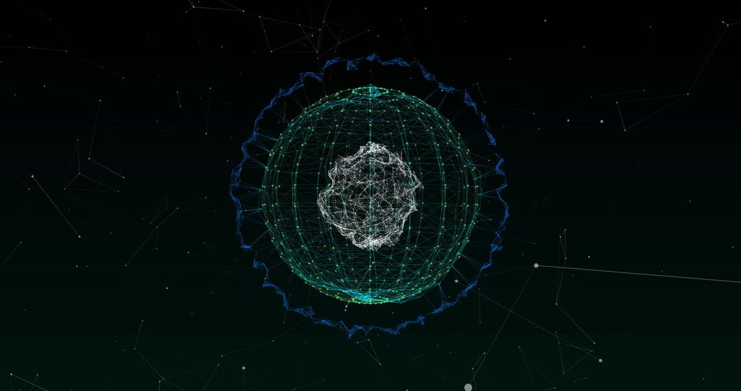 Abstract Digital Network with Glowing Spheres