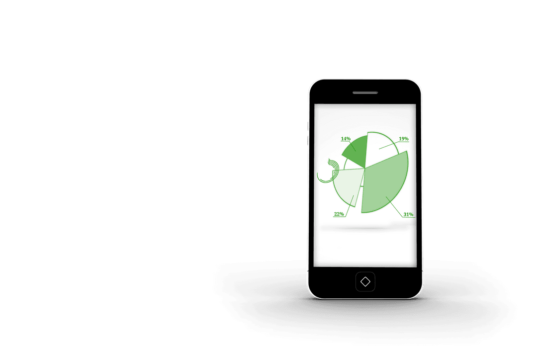 Modern Smartphone Displaying Green Transparent Pie Chart