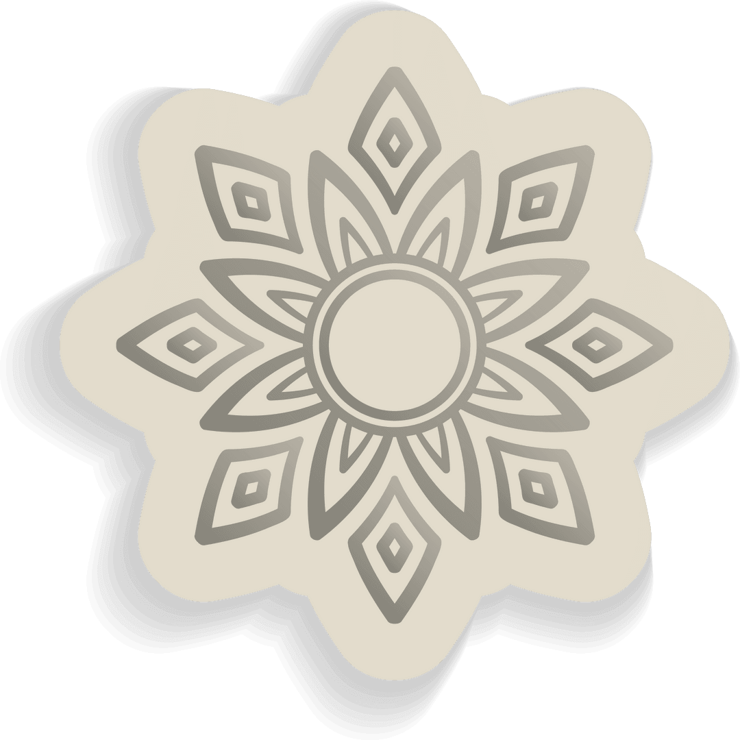 Floating Eight-Petal Mandala with Diamond Motifs on Transparent Background