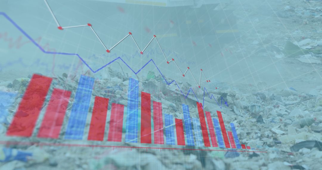Financial Data Graph Over Littered Environment Depicting Economic Impact