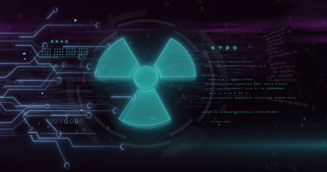 Digital Abstract Design with Radiation Symbol and Data Patterns