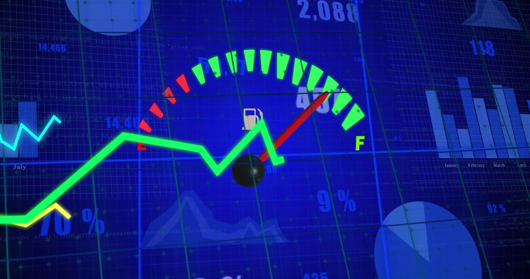 Data Analysis Concept with Fuel Gauge and Graphs Overlay
