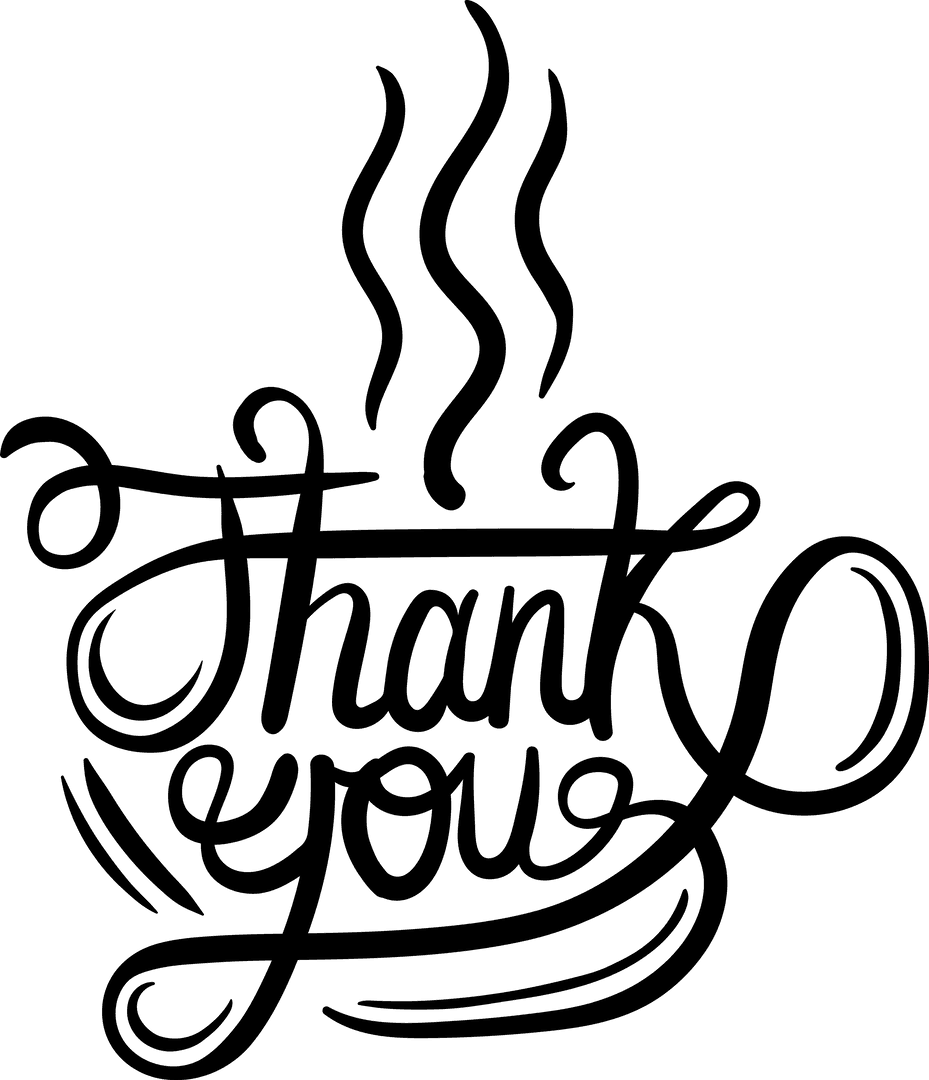 Simple Black Thank You Text Transparent Background