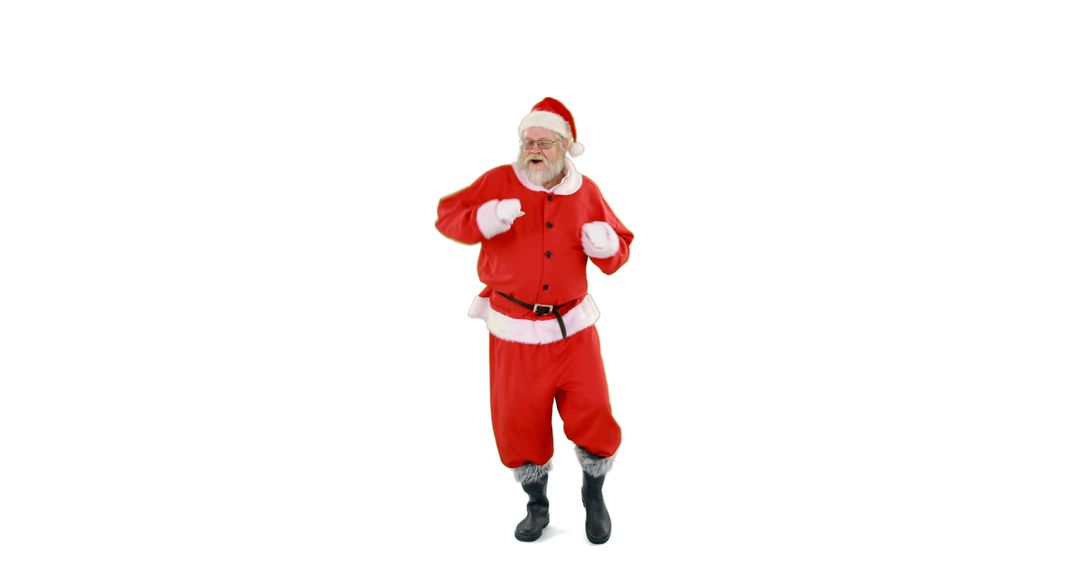 Energetic Santa Claus dancing on white background - Free Images, Stock Photos and Pictures on Pikwizard.com