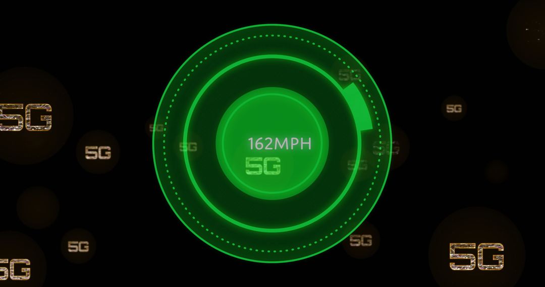 Futuristic Digital Interface Showcasing 5G Speed and Data Processing