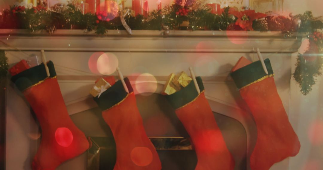 Fiery Abstract Holiday Scene with Stockings and Candles