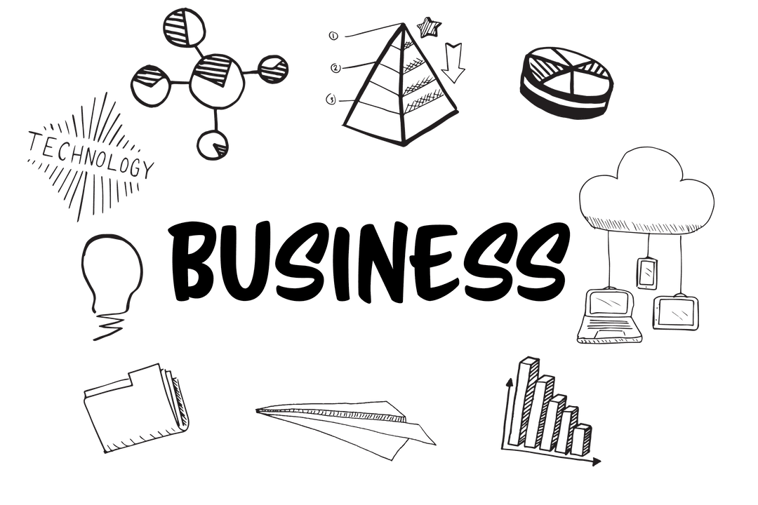 Transparent Business Illustration with Icons for Communication