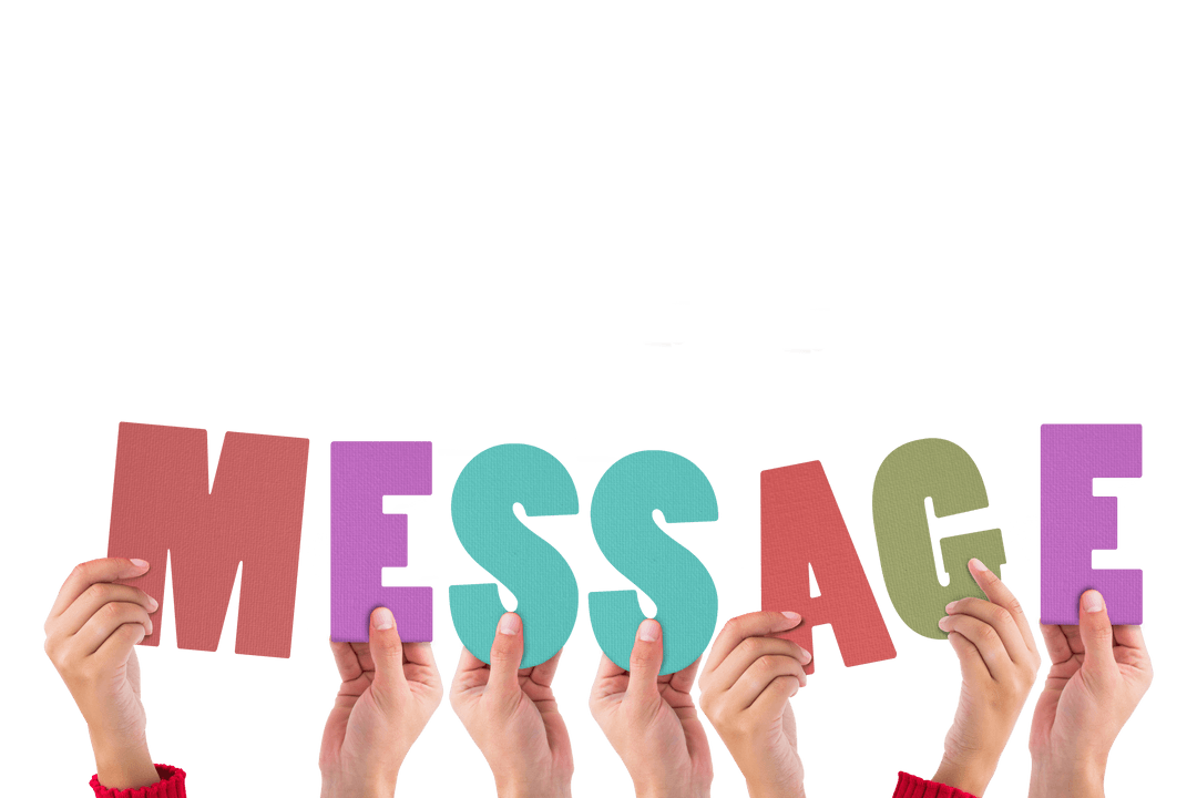 Transparent Hands Holding Colorful Message Letters