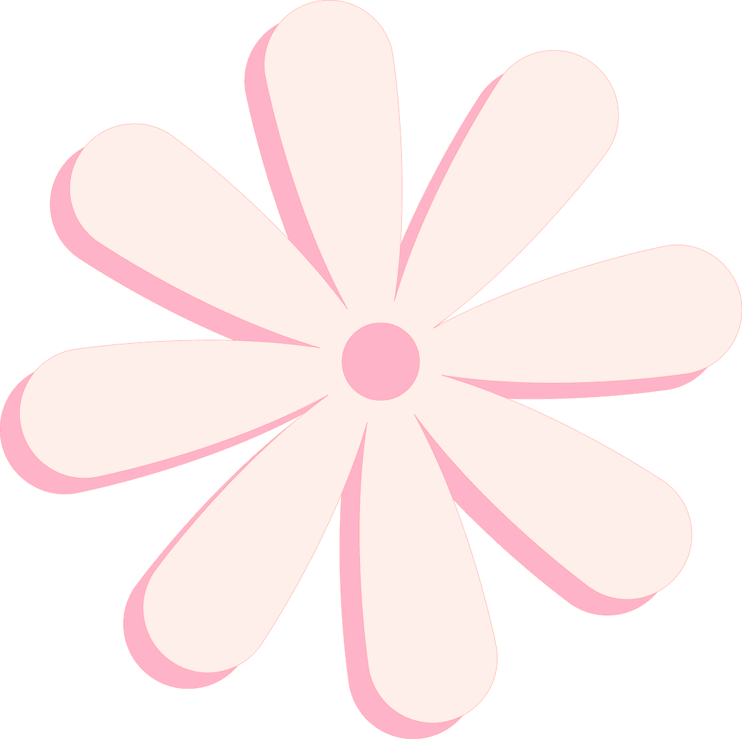 Pink Daisy Icon with Drop Shadows on Transparent Background