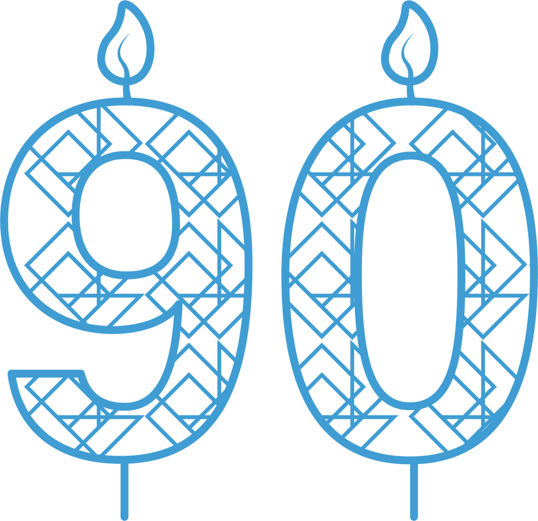 Blue 90 Birthday Candle with Pattern on Transparent Background - Download Free Stock Images Pikwizard.com