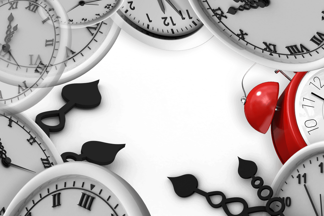 Layered Transparent Clocks Design in Red and White Palette