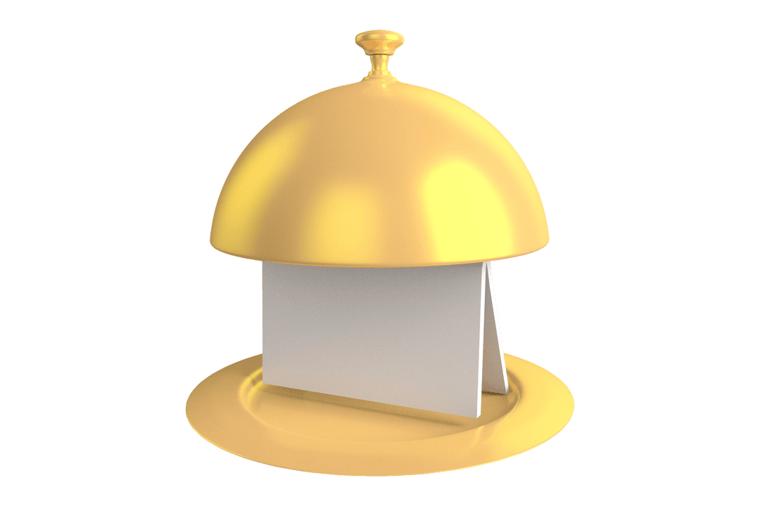 Golden Bell-Style Dome with Transparent Hotel Service Details Card