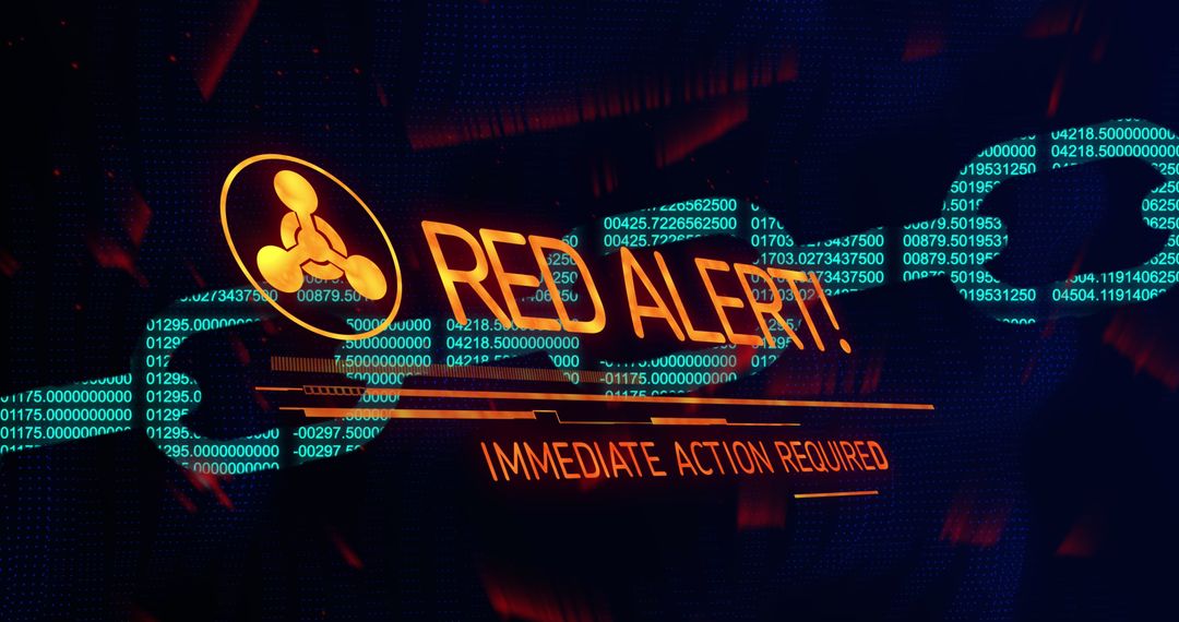 Red Alert Immediate Action Required Banner with Code and Chains Background - Free Images, Stock Photos and Pictures on Pikwizard.com