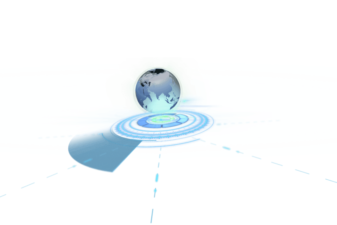 Transparent Digital Globe with Futuristic Scanning Interface