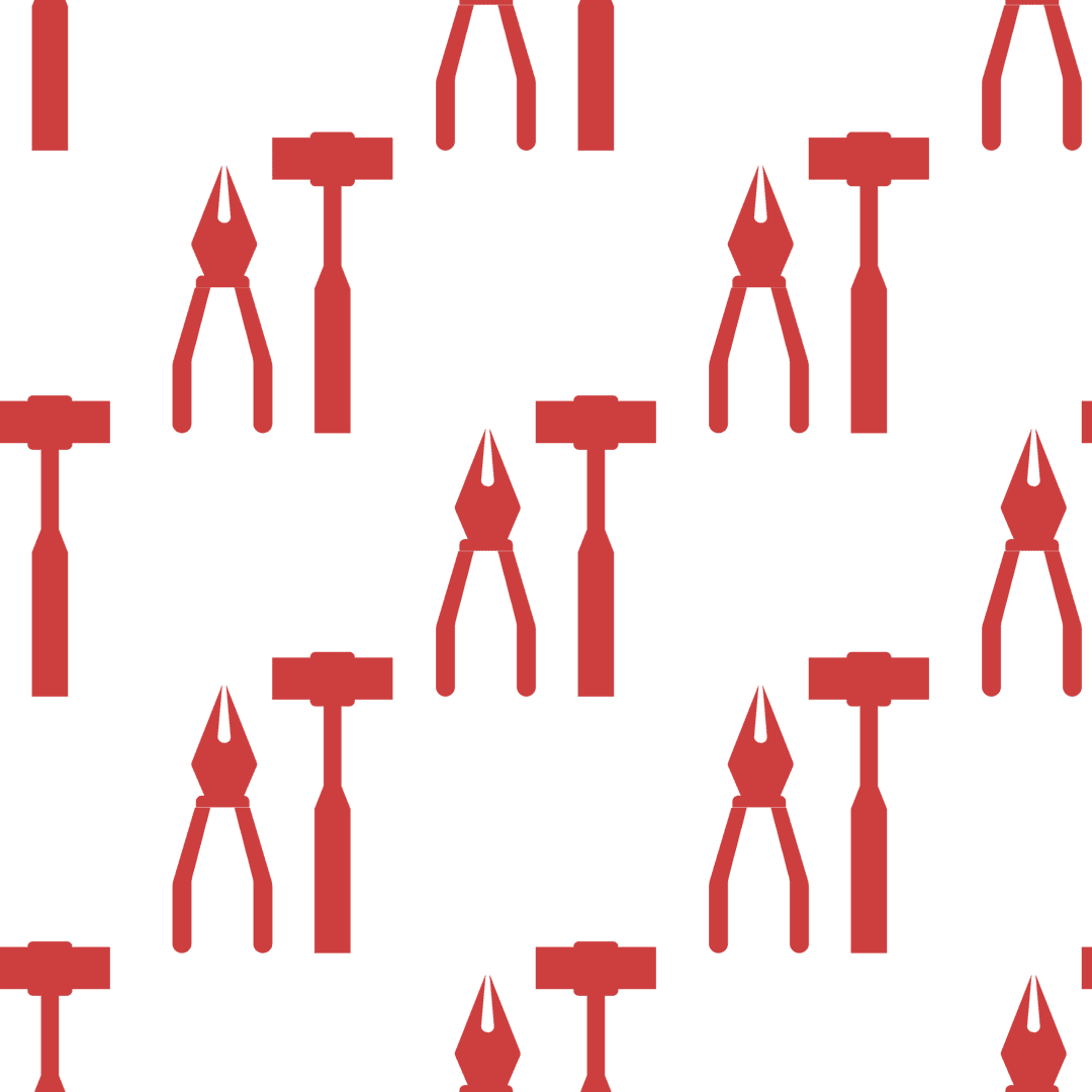 Seamless Red Tools Pattern on Transparent Background