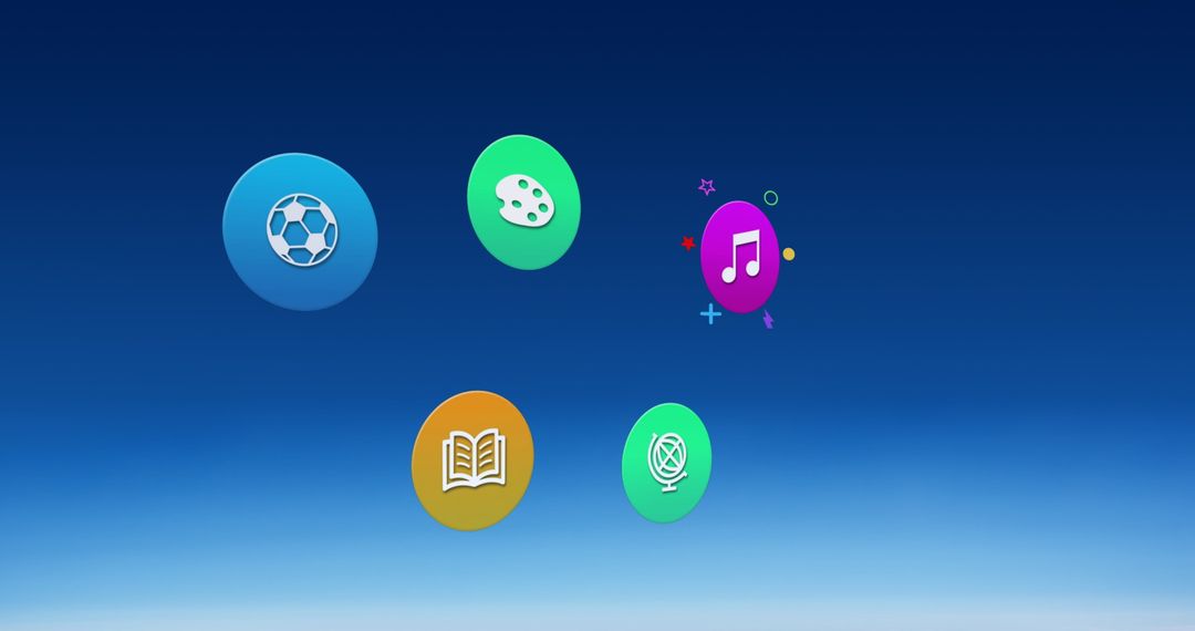 Digital Icons on Blue Gradient Background for Social Media