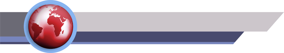 Red Earth Globe with Gray Strip on Transparent Background