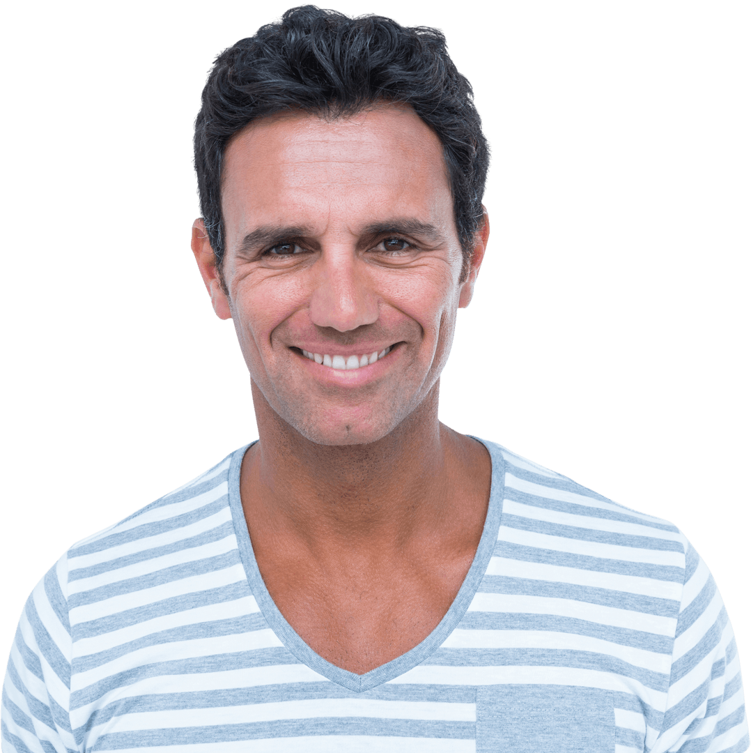 Confident Man Smiling in Casual Wear on Transparent Background