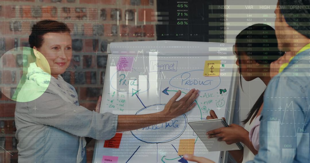 Diverse Team Engaged in Product Strategy Presentation