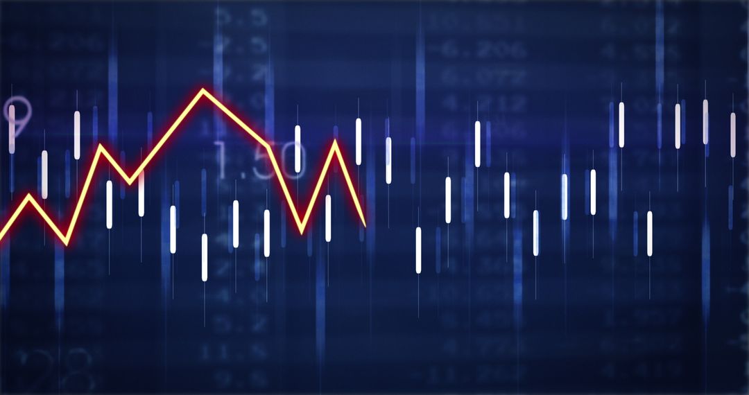 Abstract Financial Stock Market Graph Overlay on Digital Interface