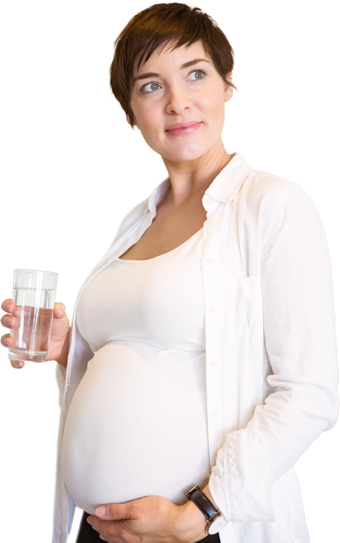 Pregnant Woman Holding Glass of Water on Transparent Background - Download Free Stock Images Pikwizard.com