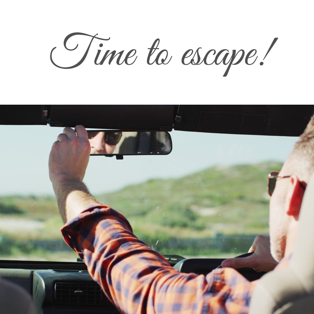 Man Driving Car on Scenic Route with Vacation Inspiration