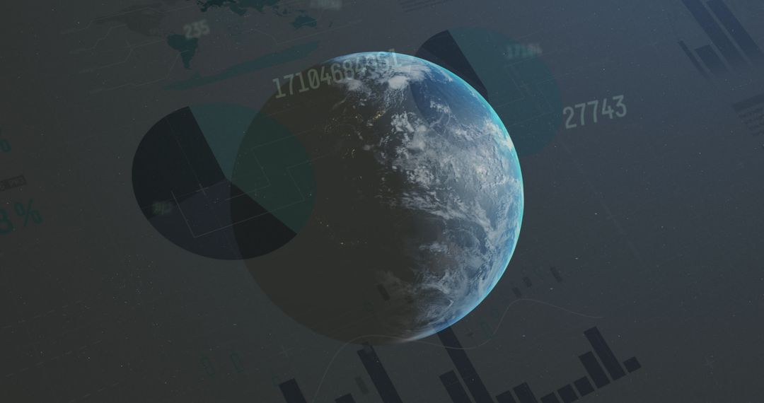 Earth with Network Connections and Digital Graph Interface