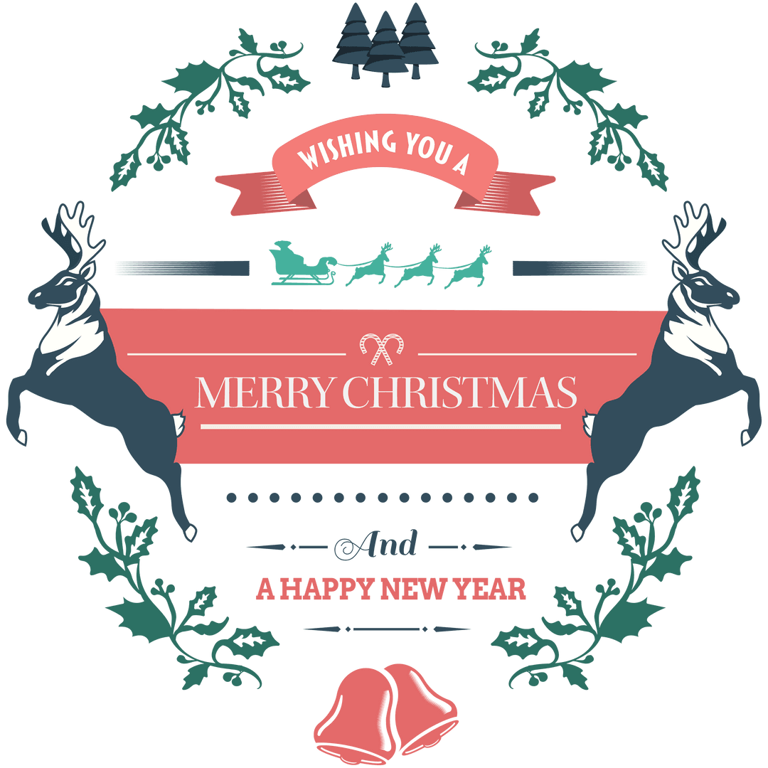 Festive Transparent Christmas Wishes Design with Reindeer and Santa