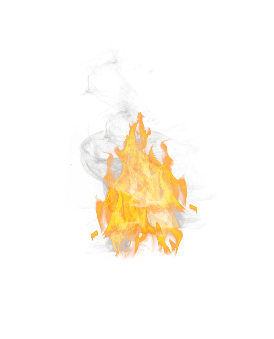 Realistic Transparent Fire Flames Isolated on PNG Background
