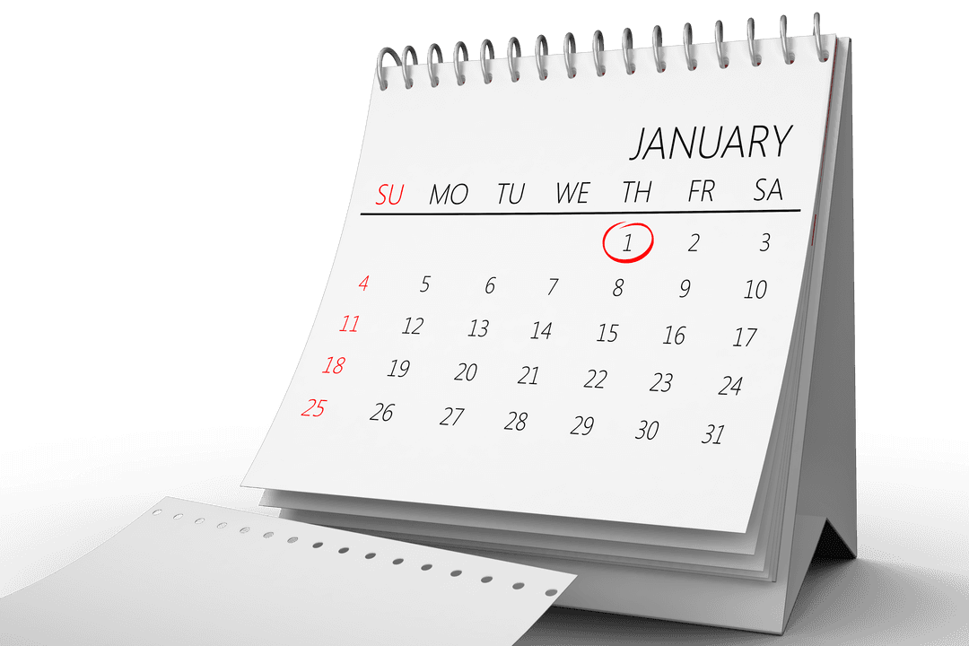 Transparent Calendar Displaying January on Paper Design