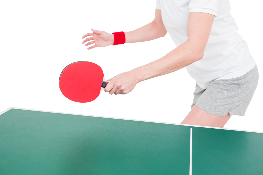 Transparent female athlete playing ping pong with red paddle - Download Free Stock Images Pikwizard.com