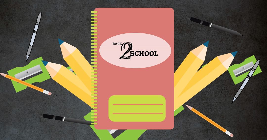 Colorful Back to School Supplies on Gray Background