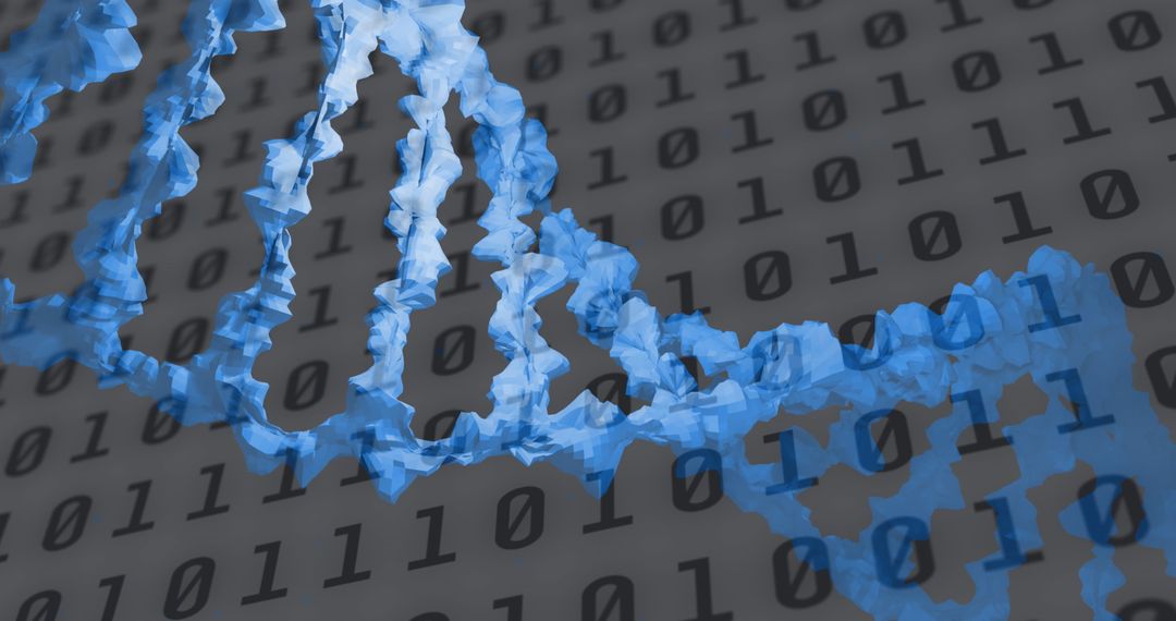 DNA Strand Intertwined with Digital Binary Code