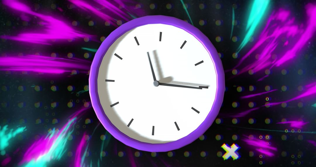 Abstract Clock Concept with Neon Light Trails